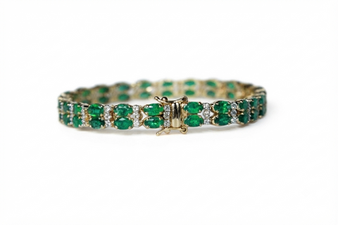DOUBLE ROW EMERALD & DIAMOND BRACELET AD NO. 4162