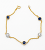 Petite Stationed Sapphire and Diamond Bracelet in 14k Yellow Gold