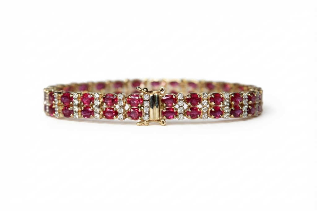 Ruby And Diamond Double Row Bracelet Ad No. 4164