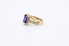 14K Yellow Gold Emerald-Cut Tanzanite and Diamond Split-Shank Cocktail Ring