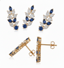 Blue Sapphire & Diamond Botanical Earrings