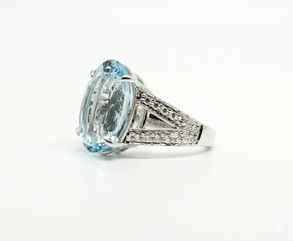 Aquamarine and Diamond Cocktail Ring Ad No. 2354