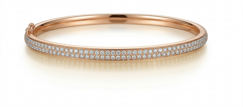 Diamond Rollover Bangle Bracelet in 14k Rose Gold (1.19 ct. tw.)