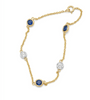 Petite Stationed Sapphire and Diamond Bracelet in 14k Yellow Gold