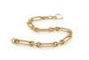 Modern Style 14K Yellow Gold Twisted Rope & Diamond Paperclip Bracelet