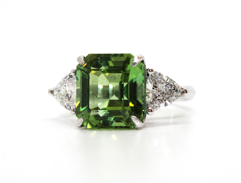 Green Tourmaline and Lab Grown Diamond Ring AD NO 2920