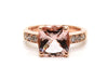 Cushion-cut Morganite & Diamond Statement Ring in 14k Rose Gold