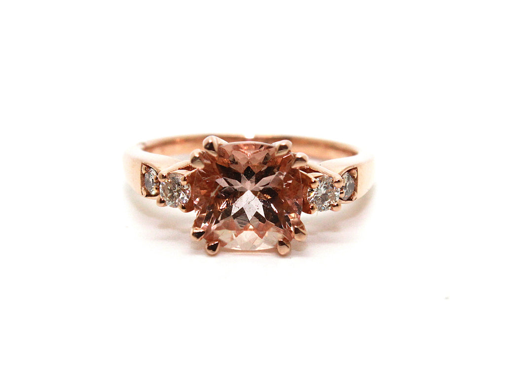 Cushion Cut Morganite and Diamond Ring Ad No. 2410