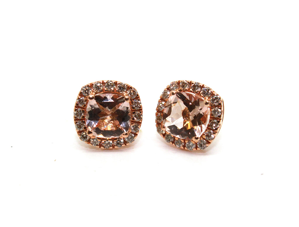 Morganite and Micropave Diamond Halo Earrings Ad No. 2945