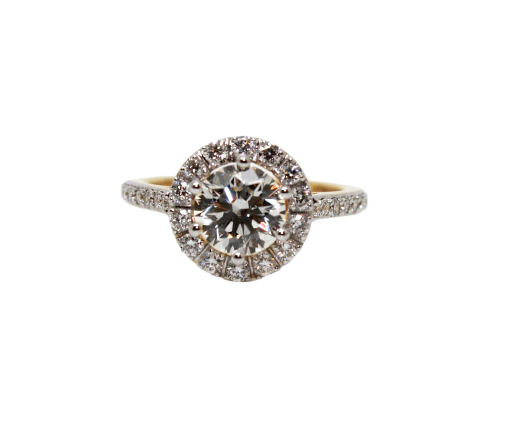Halo Lab Grown Diamond Engagement Ring in 14k Yellow Gold AD NO: 4016
