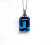 Extraordinary Collection Emerald Cut Swiss Blue Topaz and Diamond Pendant Ad No. 4056
