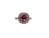Pink Sapphire and Diamond Halo Cocktail Ring in 14k White Gold