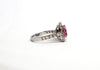 Pink Sapphire and Diamond Halo Cocktail Ring in 14k White Gold