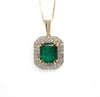 Emerald Double Diamond Halo Necklace Ad No. 4037