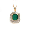Emerald Double Diamond Halo Necklace Ad No. 4037