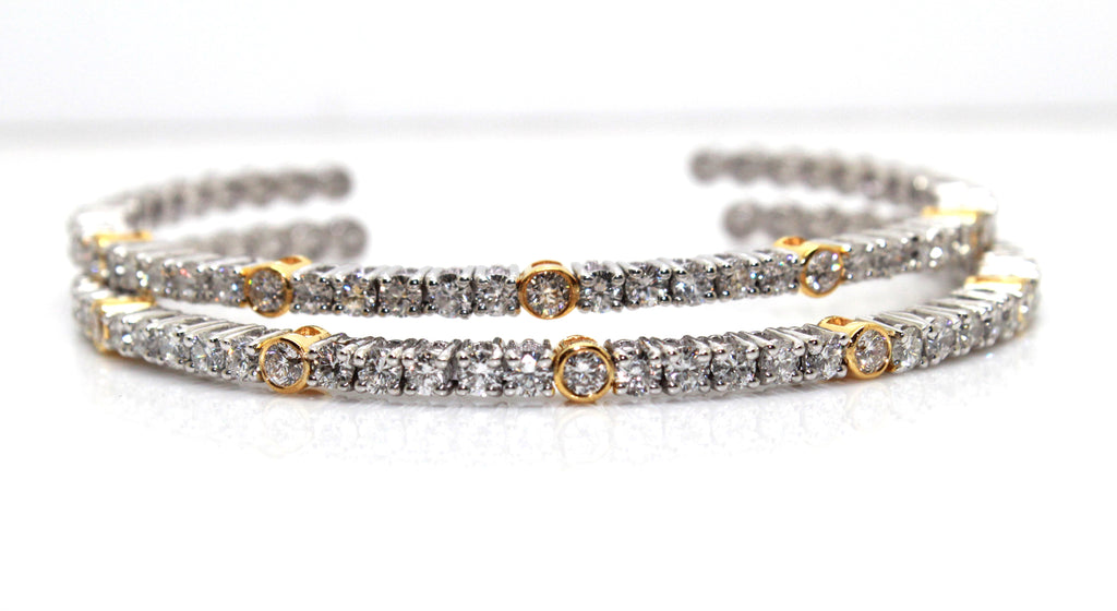 Two-Toned Lab Grown Diamond Bar Bracelet in 14K Yellow Gold and Silver
