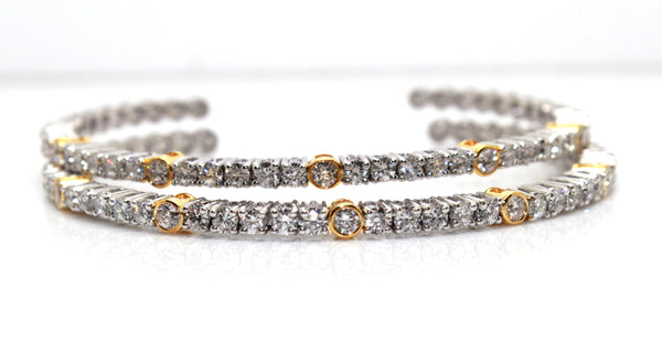 Two-Toned Lab Grown Diamond Bar Bracelet in 14K Yellow Gold and Silver
