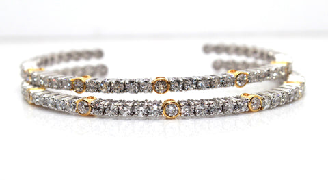 Two-Toned Lab Grown Diamond Bar Bracelet in 14K Yellow Gold and Silver