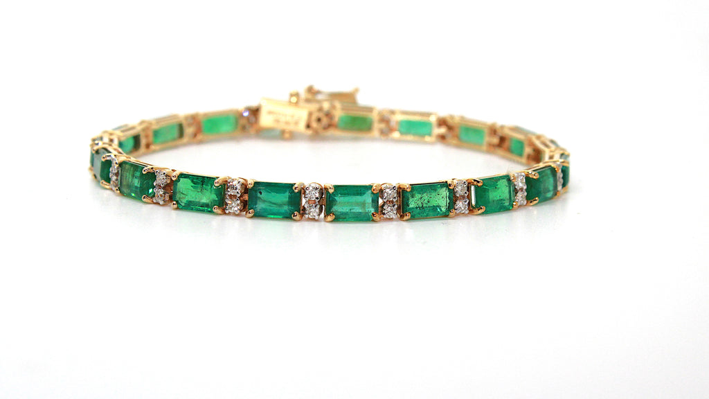 Emerald and Diamond Bracelet in 14k Yellow Gold AD NO: 4035