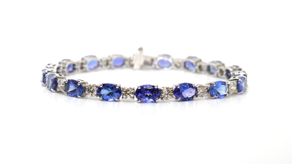 Oval Tanzanite and Round Diamond Bracelet in 14k White Gold AD No: 3020