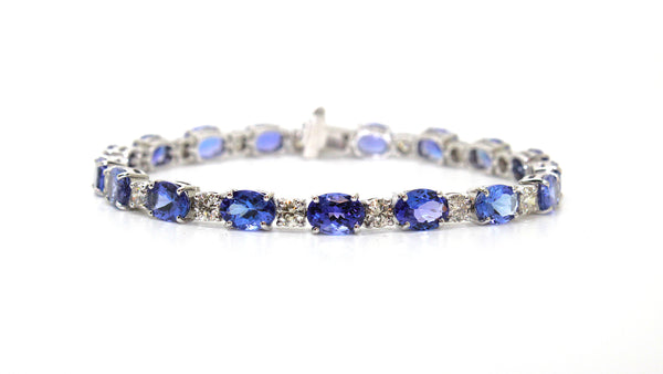 Oval Tanzanite and Round Diamond Bracelet in 14k White Gold AD No: 3020