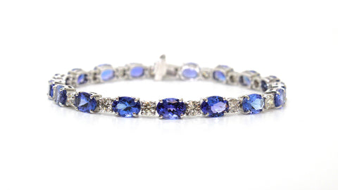 Oval Tanzanite and Round Diamond Bracelet in 14k White Gold AD No: 3020