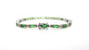 Alternating Baguette Tsavorite and Round Diamond Bracelet in 14k White Gold AD NO: 2738