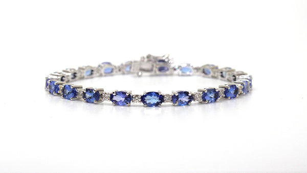 Oval Tanzanite and Diamond Tennis Bracelet in 14k White Gold AD No: 2895