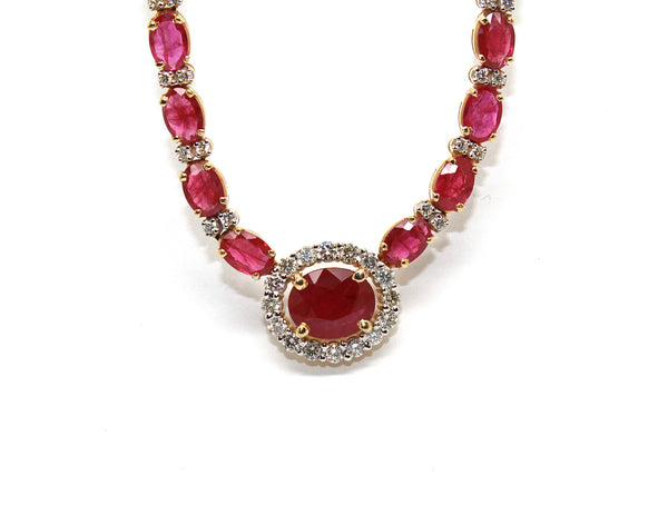 Ruby and Diamond Smile Necklace in 14k Yellow Gold AD NO. 2685