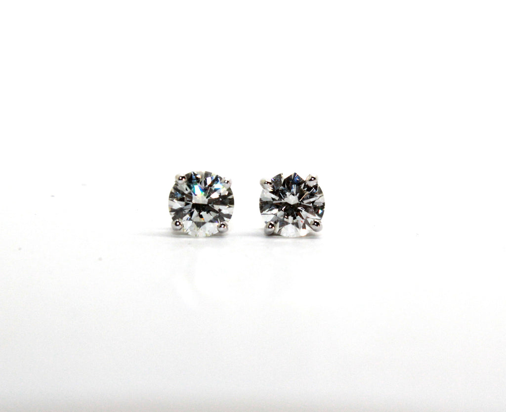Four Prong Round Brilliant Diamond Stud Earrings In 14K White Gold (2 Ct. tw.)