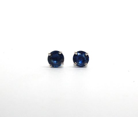 Blue Sapphire Stud Earrings in 14k White Gold