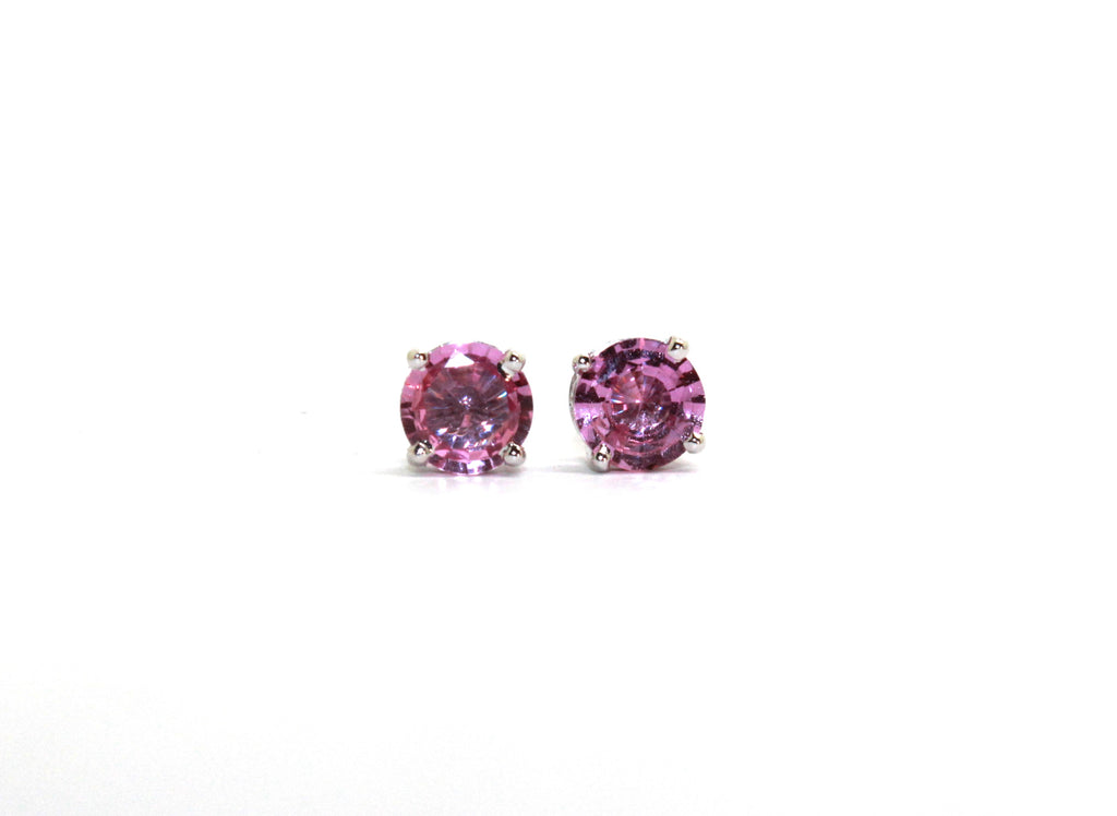 Pink Sapphire Earrings In 14K White Gold