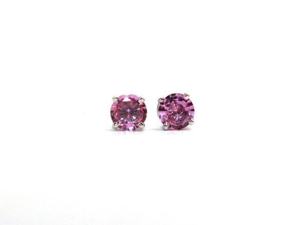 Pink Sapphire Earrings In 14K White Gold