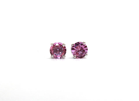 Pink Sapphire Earrings In 14K White Gold