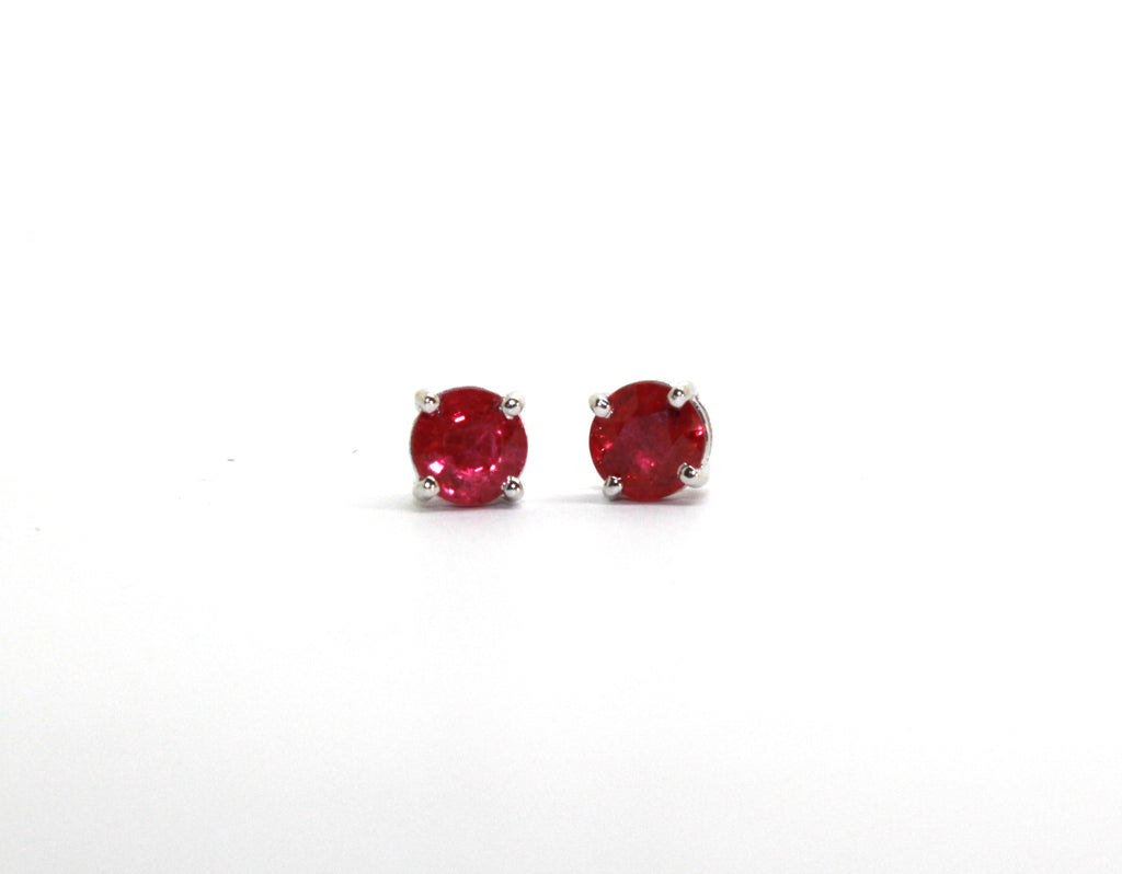 Ruby Stud Earrings in 14k White Gold