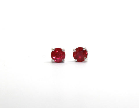 Ruby Stud Earrings in 14k White Gold