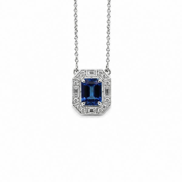 Eternal Glamour Diamond Halo Tanzanite Necklace Ad No. 4137