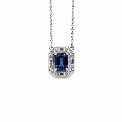 Eternal Glamour Diamond Halo Tanzanite Necklace Ad No. 4137