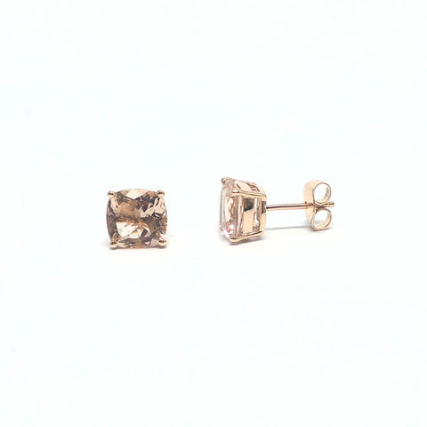 CUSHION CHECKERBOARD MORGANITE STUDS