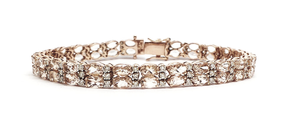 DOUBLE ROW MORGANITE & DIAMOND BRACELET