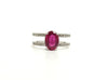 Oval Rubelite  and Diamond Split Shank Ring in 14k White Gold