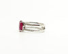 Oval Rubelite  and Diamond Split Shank Ring in 14k White Gold