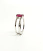Oval Rubelite  and Diamond Split Shank Ring in 14k White Gold