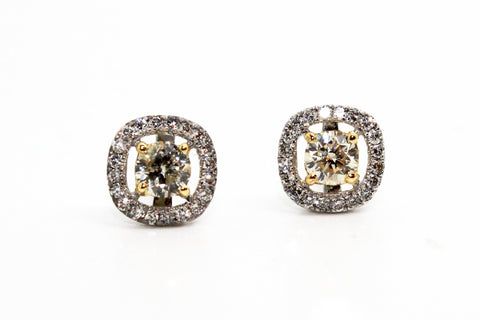 YELLOW DIAMOND HALO STUD EARRING AD NO.1628